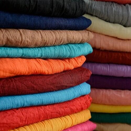JaneYU Fold fabric texture autumn and winter scarves pastoral simplicity silk cotton fabric 17 Solid Colors Scarves cloth