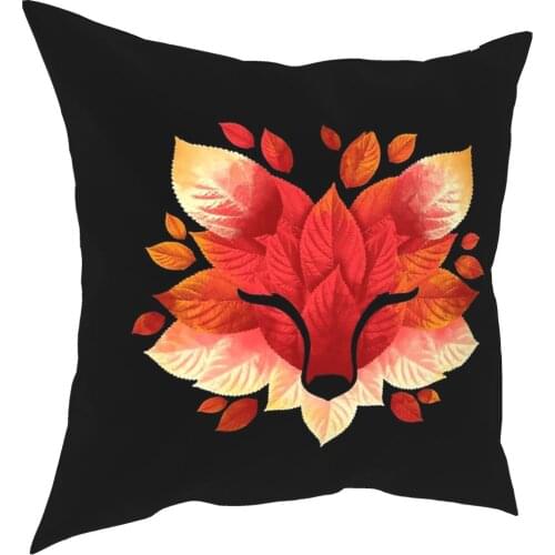 Leaves Fox Autumn Red Pillow Cover Decoration Animals Artstic Cushion Cover Throw Pillow for Home Double-sided Printing Novelty