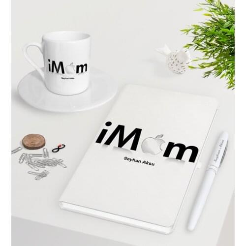 Personalized iMom White Notebook Pen Turkish coffee Cup Seti-1