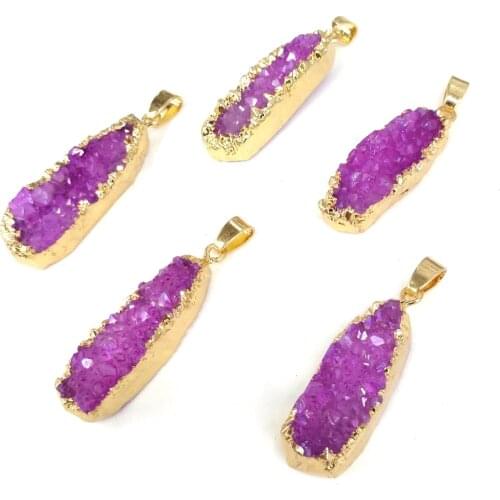Natural Stone Agates irregular shape Pendants Crystal Cluster Necklace Pendant for Jewelry Making DIY Necklace Accessories13x43m