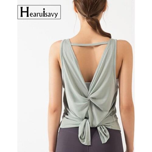 Casual Sports Shirts Women Yoga Vest Fitness Open Back Top Sexy Elastic Gym Clothing Athletic Active Fit Running Workout Blouse