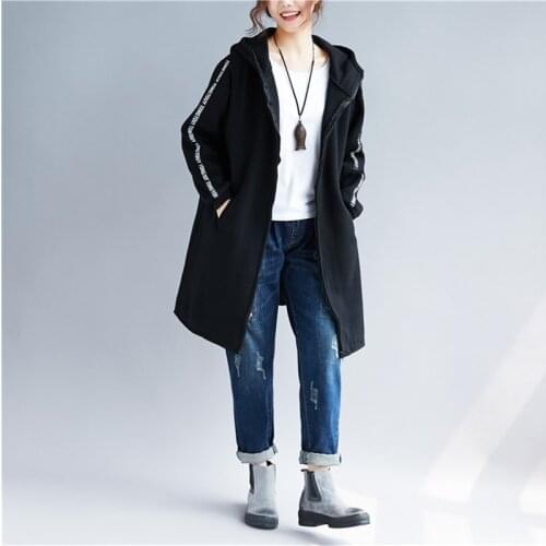 Plus Size Plus Velvet Thick Coat Outerwear 2021 New Womens Autumn Winter Hoodies /sweatshirts Korean Casual Female Long Section