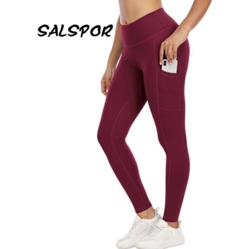 SALSPOR Workout Women Leggings Push Up High Waist Casual Sport Legging with Pockets Spandex Pants Activewear Gym Polyester