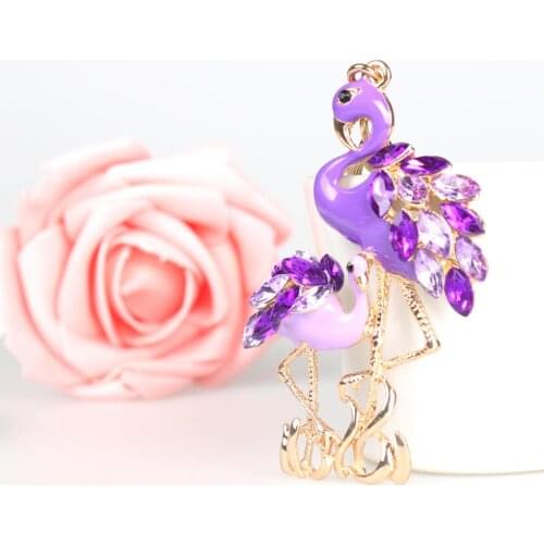 Grus Japonensis Cute Crystal Charm Purse Handbag Car Key Keyring Keychain Party Wedding Birthday Gift