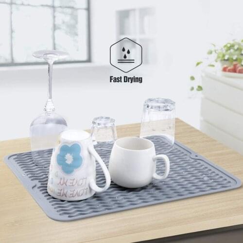 Foldable Dish Mat Draining Pad Silicone Dish Drying Table Tray For Kitchen Tableware Plate Cup Heat Resistant Kitchen Supplies