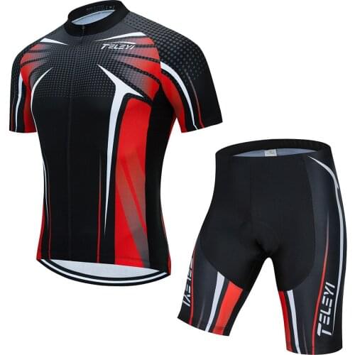 Teleyi 2021 New Red Bicycle Team Short Sleeve Maillot Ciclismo Mens Cycling Jersey Summer breathable Cycling Clothing Sets