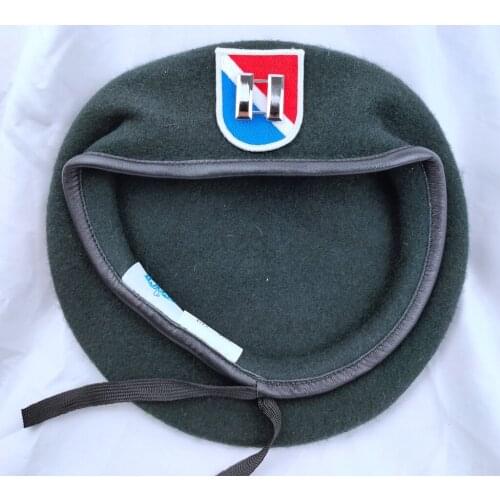 Tomwang2012 United States Us Army 11th Special Forces Group Wool Green Beret & OFFICERS CAPTAIN RANK INSIGNIA Military Hat