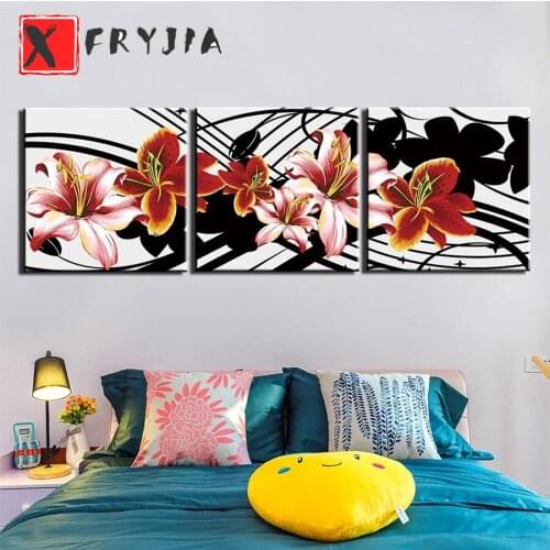 3pcs Triptych Still Life Flowers Full Square Round diamond 5D Diy Diamond Painting Embroidery Handmade mosaic Wedding Decoration