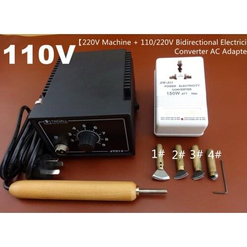 110V Leather Craft Electric Edging & Creasing Machine Iron Tip Handle Tool Set Edger Creaser Groover Skiver Beveler Awl Slicker