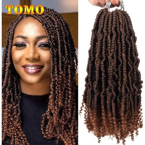 TOMO Bomb Twist Crochet Hair 12 Inch Pre-twisted Spring Twist Crochet Braids Short Curly Nubian Twist Braiding Hair Extensions