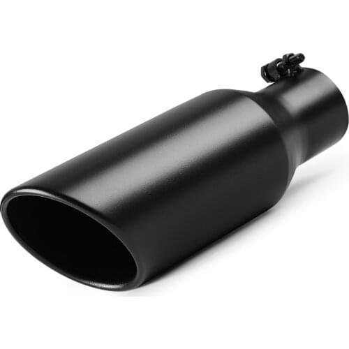 Exhaust Pipe 2.5" Inlet 4" Outlet 12" Long Stainless steel Black Powder Coated Blot-On Design Universal for Car