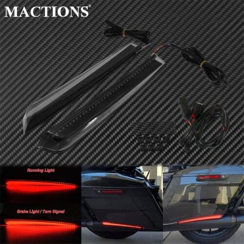 Motorcycle Rear Smoke Saddlebag Extended Red LED Turn Signal Brake Run Light Lamp For Harley Touring 14-20 Road King FLHX FLHR