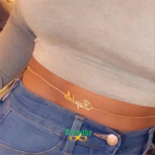 Body Jewelry Custom Name Belly Chains Sexy Beach Boho Accessories Personalized Nameplate Belly Waist Chain For Women BFF Gift