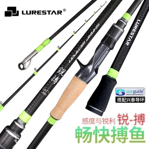 1.98m/2.1m M ML MH Fishing Rod For Bass Fast Action 2 Sections Spinning Casting Thread Carbon Cloth Trout 9-11 Seaguide Rings