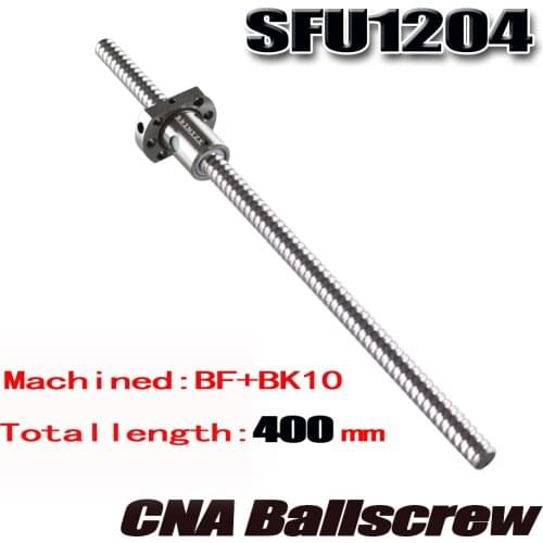 1pcs/lot 12mm Ball screw SFU1204 400mmwith 1pc 1204 Ballnut CNC parts Free shipping