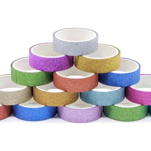 10rolls/pack DIY Self-adhesive Glitter Washi Paper Scrapbooking Tape Stickers Wedding Birthday Party Decorations Craft Paper