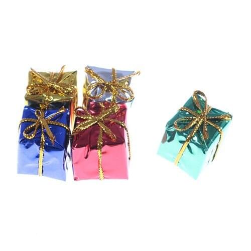10pcs Dollhouse Christmas 3D Wood Gift Box Toys Mini Miniature Gift Box Cube Furniture Kits