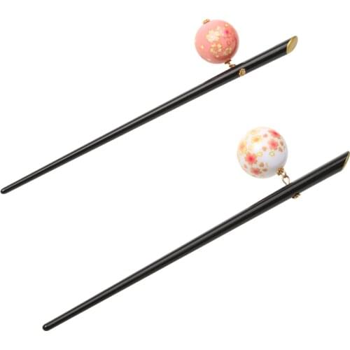 2pcs Vintage Handmade Sakura Women Lady Acrylic Hair Stick Pin Geisha Kimono