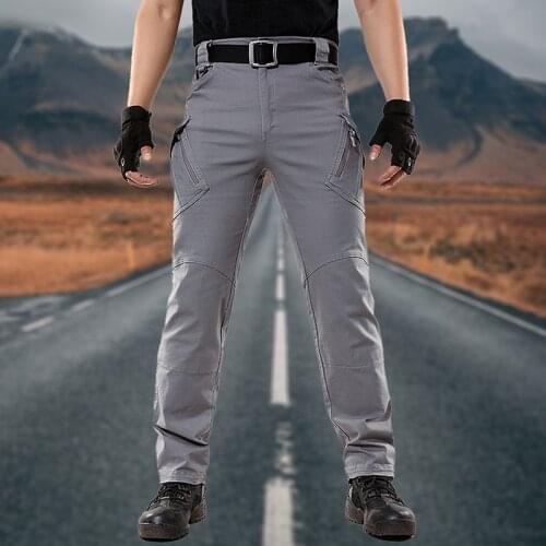 2021 Mens Tactical Pants Multi Pocket Elastic Waist Military Trousers Male Casual Autumn Spring Cargo Pants For Men Slim Fit