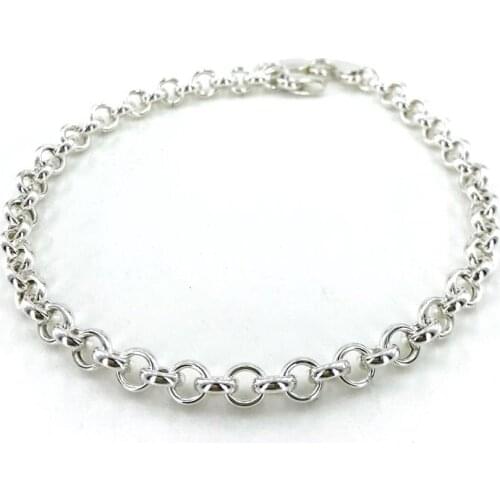 5 mm Nested Round Ring Sports Plain Silver Erkek-Unisex Bracelet
