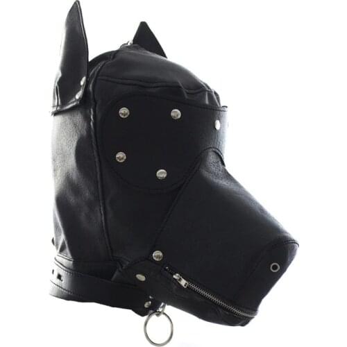 BDSM Bondage Dog Hood Mask PU Leather Dog Head Hood Fetish Fantasy Sex Slave Role Play Adults Games Sex Toys For Couples