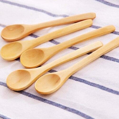 5pcs/set Natural Style Small Wooden Spoon Teaspoon Coffee Dessert Wood Soup Spoon Children Tableware
