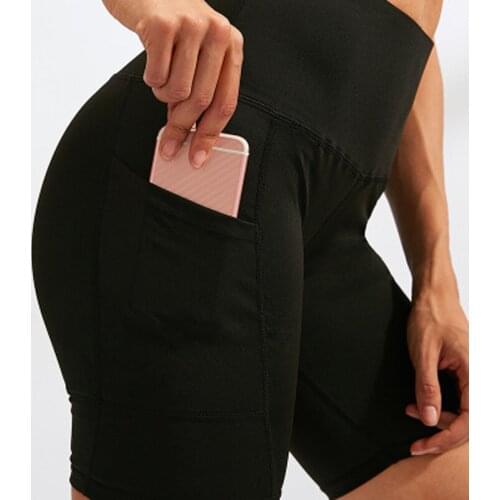 Women Seamless Yoga Short High Waist Push Up Pants Cycling Sport Leggings + Phone Pocket Pants Running Gym Yoga Short Sportswear