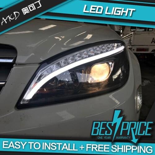 AKD Cars Styling Headlight For W204 Headlights 2007-2010 C300 C260 upgrade W205 Headlights LED Running lights Bi-Xenon Beam