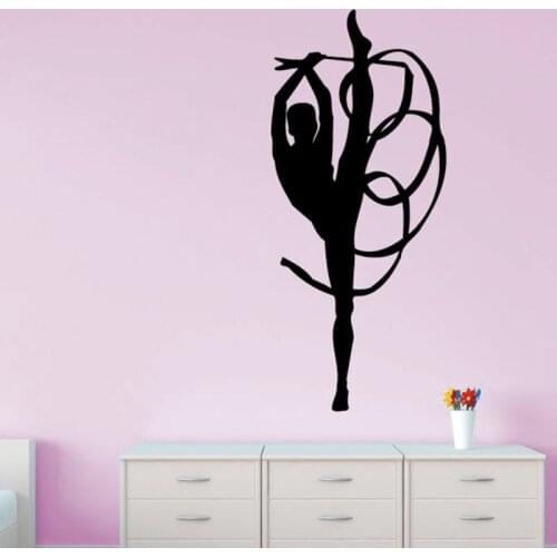 Rhythmic Gymnastics (Ribbon) Vinyl Wall Stickers For Baby Room Large Mural Removable Wall Decals Living Room For Girls 1255