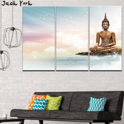 Canvas Painting Buddha Sculptures beautiful sky 3 Pieces Wall Art Painting Modular Wallpapers Poster Print Home Decor