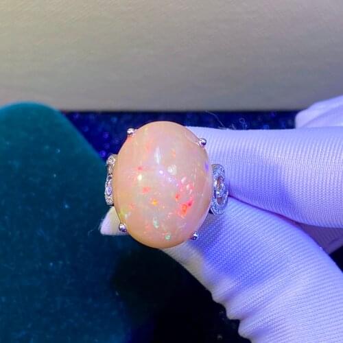 Opal Ring Fine Jewelry Pure 18K Gold Jewelry 100% Natural 12.9ct Opal Gemstones Diamonds Female Rings for Women Fine Ring