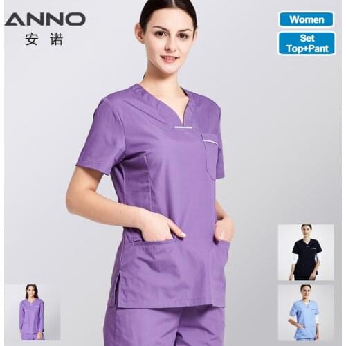 ANNO Summer Nurse uniform Female Form Scrub Suit Health and Beauty Care Short/Long Sleeves Nursing Dress Hospital Supply