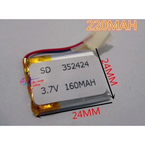 Best battery brand MP3 MP4 free shipping 3.7V lithium polymer battery 352424 352525 160MAH MP3 MP4 MP5 small toys GPS