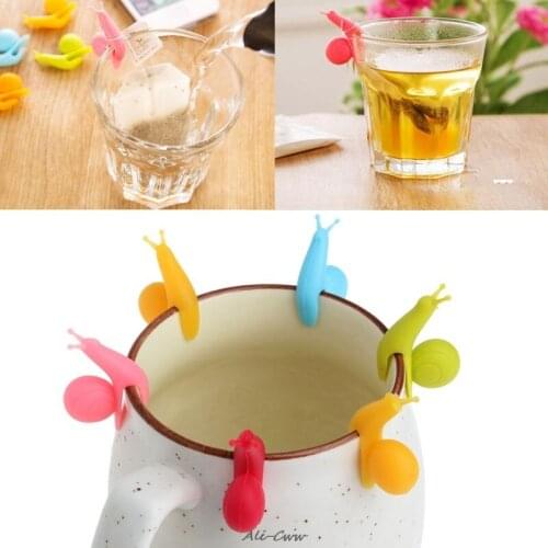 6pcs Silicone Glass Markers Snail Wineglass Label for Hanging Tea Bag