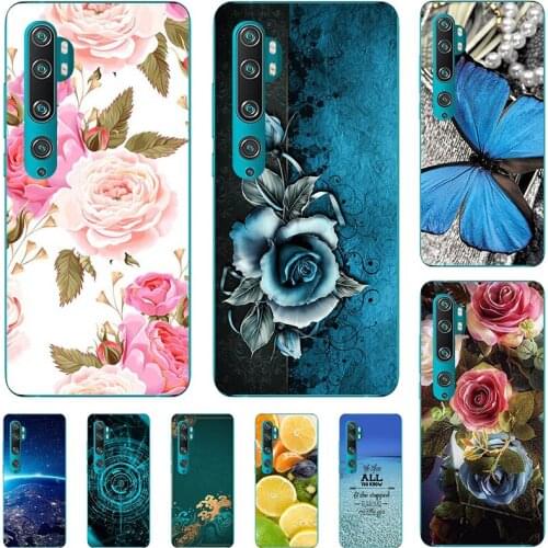 Fashion Flower Case For Xiaomi Mi NOTE 10 Lite NOTE10 Pro Xiaomi CC9 Pro Cover Soft Silicone Cat Printing Capa Back Coque