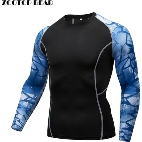 Blue Arm Men MMA Tshirt Compression shirts Cosplay Spring Autumn T shirt Quick Fitness Compression Shirt Tight Bodybuilding