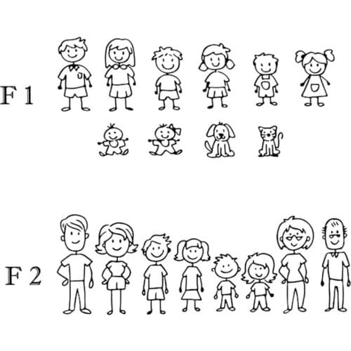 Family Car Stickers Father Mother Daughter Son and Dog Vinyl Car Styling Car Window Sticker and Decal