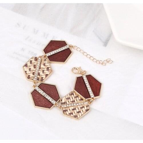 Art Deco Rattan Knit Charm Bracelets for Women