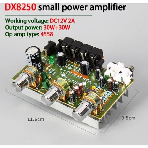 KYYSLB 8250 DC12V 2A 30W*2 4ohm*2 Amplifier Board Car Computer Speaker Bookshelf DIY Small Power Amplifier Board