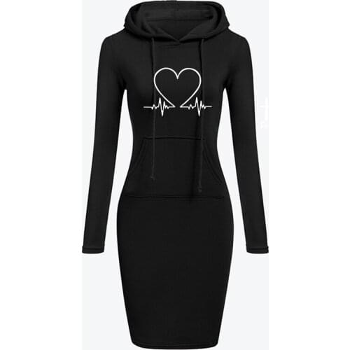 Spring And Autumn Vetement Femme Long-Sleeve Dress Women Clothing Sweatshirt Hooded Collar Fashion Pocket Simple Casual Lady