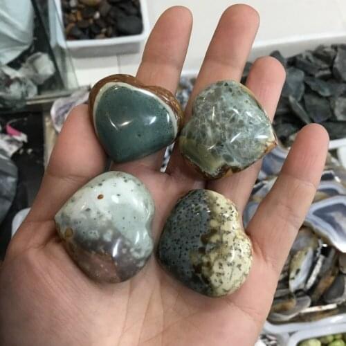 Natural colorful Ocean jasper crystal Love heart shape stone for gift