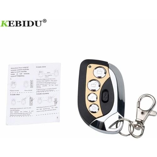 KEBIDU 4 Buttons Auto Remote Control Duplicator Adjustable Frequency 433MHz with Keychain for Car Garage Door Alarm Motorcycle