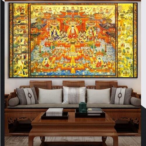 Sakyamuni Buddha Religious Belief Thangka Canvas Prints Painting Poster Wal Artl Picture for Living Room Hallway Home Decoration