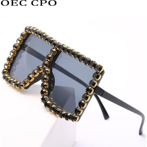 Vintage Diamond Square Sunglasses Women Goggles Mens Oversize Sun Glasses Female Fashion Famous Brand Black Eyewear Gafas de sol