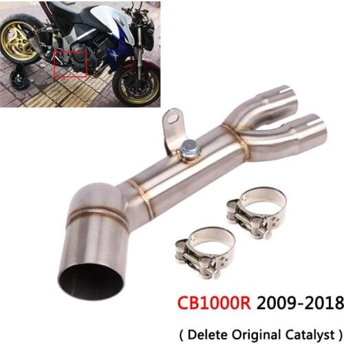 Delete Catalyst for Honda CB1000R 2009-2018 Motorcycle Exhaust Pipe Mid Link Pipe Slip On Original Muffler Stainless Steel