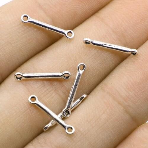 WYSIWYG 50pcs Connector Charms Connector For Jewelry Making 2x15mm Antique Silver Color Accessories