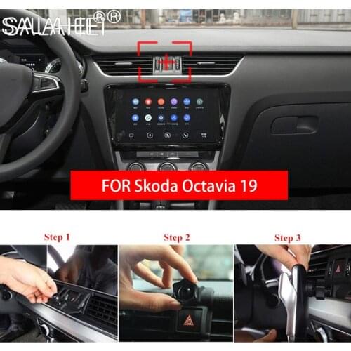 1 Set Luxury Car Air Vent Mount Phone Holder Mobile Phone Stable Cradle For Skoda Octavia 2019 SmartPhone Stand Auto Accessories