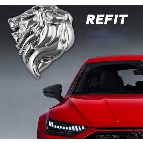 1 Pcs 3D Metal Lion Head Rear Badge Side Emblem Car Stickers For Chevrolet Peugeot Decoration Motorcycle Windshield Car Styling