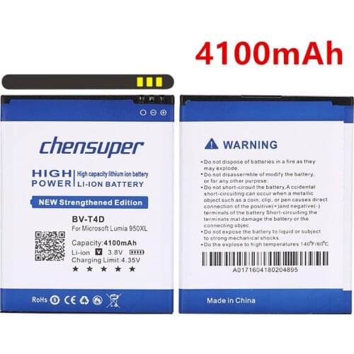 100% Original chensuper 4100mAh BV-T4D / BVT4D Battery For Microsoft Nokia Lumia 950 XL CityMan 940 XL RM-1118 RM-1116