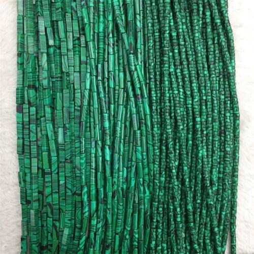 2*4mm Heishi Green Malachite Disc Gemstone Tube Natural Stone Rondelle Seed Spacer Little Bead for Jewelry Bracelet Diy